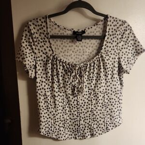 Chic Black and White Polka Dot Blouse